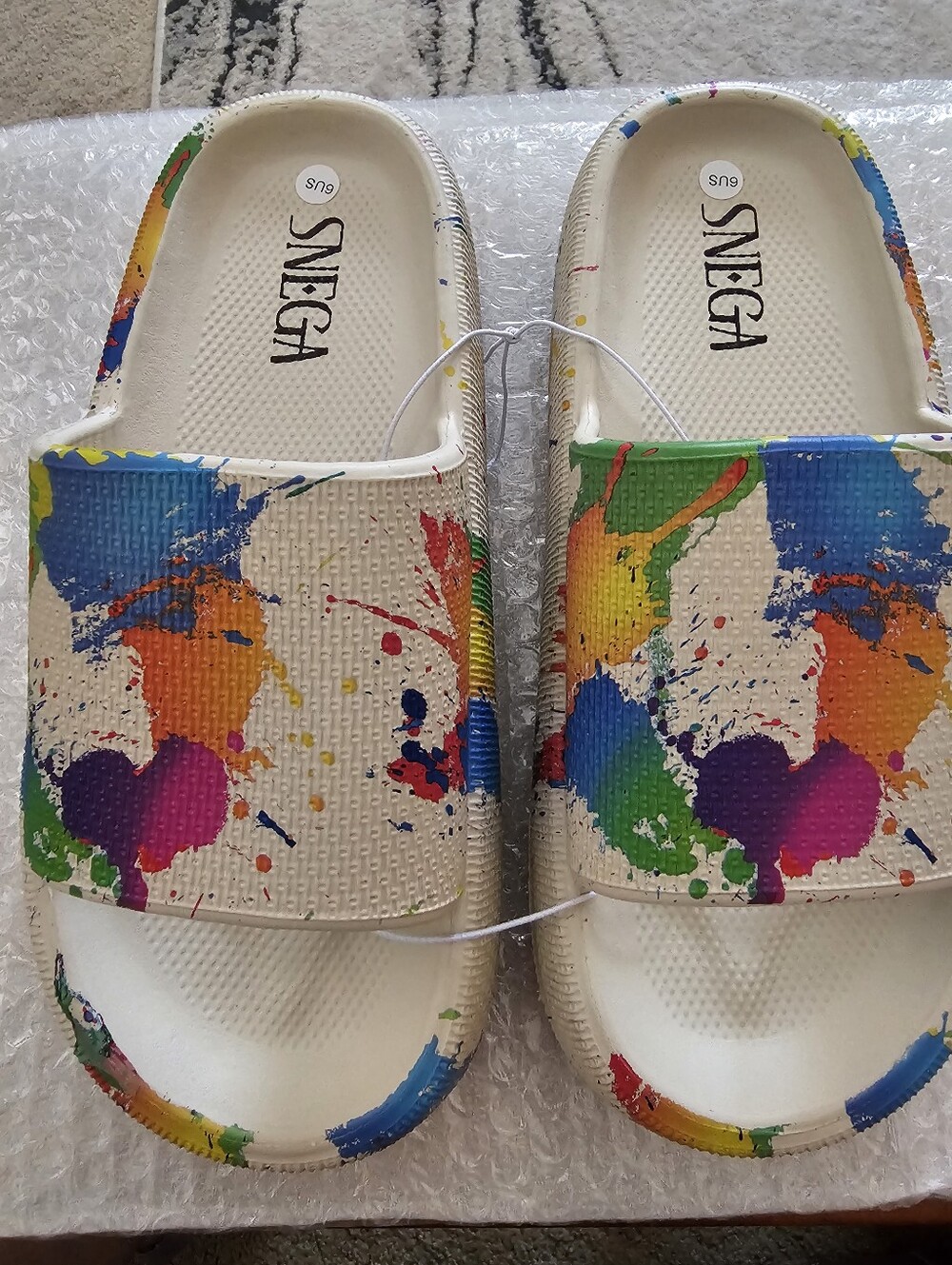 Snega Eva Slide Sandal Splattered Multicolor Size 6 New No Tags